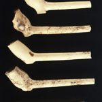Clay pipes found at Fort Pentagoet archaeological site. Gardiner Gregory, photographer