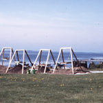 Suspended sieves at the Fort Pentagoet excavation site, 1982. Gardiner Gregory, photographer