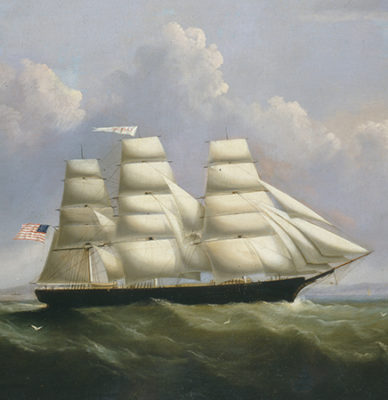Detail of portrait of Ship Castine, artist Francis Hustwick. Private Collection.