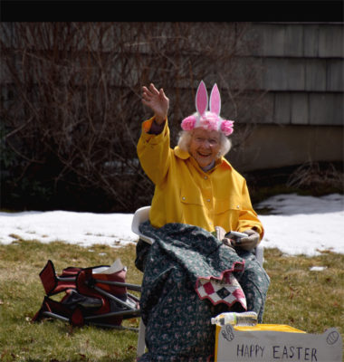 Doris Russell at the 2020 Castine Easter Parade. Photo by Jean diSabatino