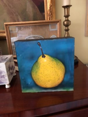 This beautiful painting in encaustic was painted by Diane Linscott. Donated by Stefanie Scheer Young 